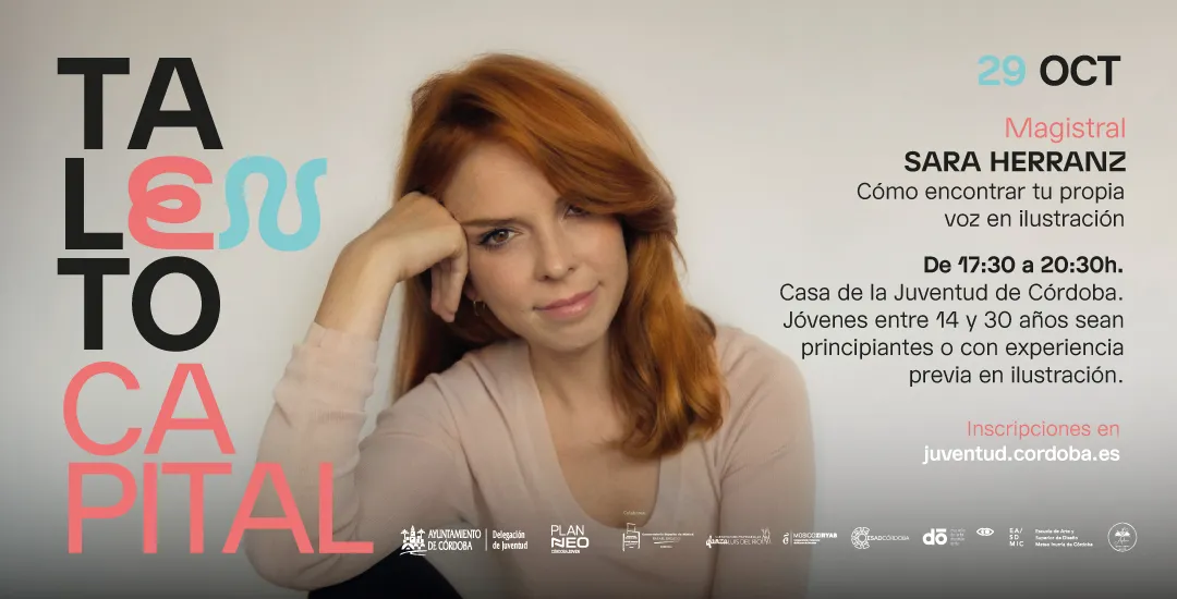 Talento Capital con Sara Herranz sobre cómo encontrar tu propia voz en ilustración en la Casa de la Juventud de Córdoba